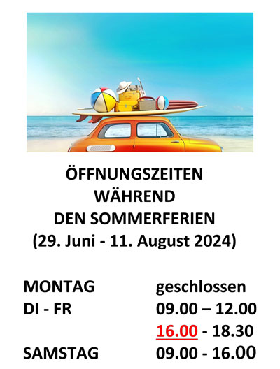 Öffnungszeiten Sommerferien